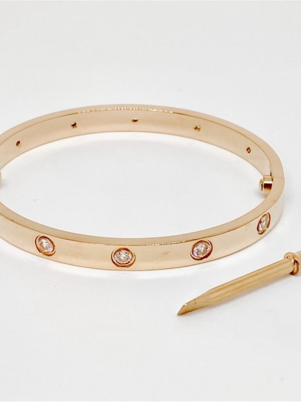 Rose Gold Crystal infinity Screw Bangle Bracelet